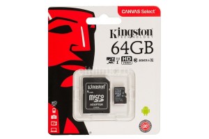 Карта памяти micro SD Kingston 64GB с адаптером